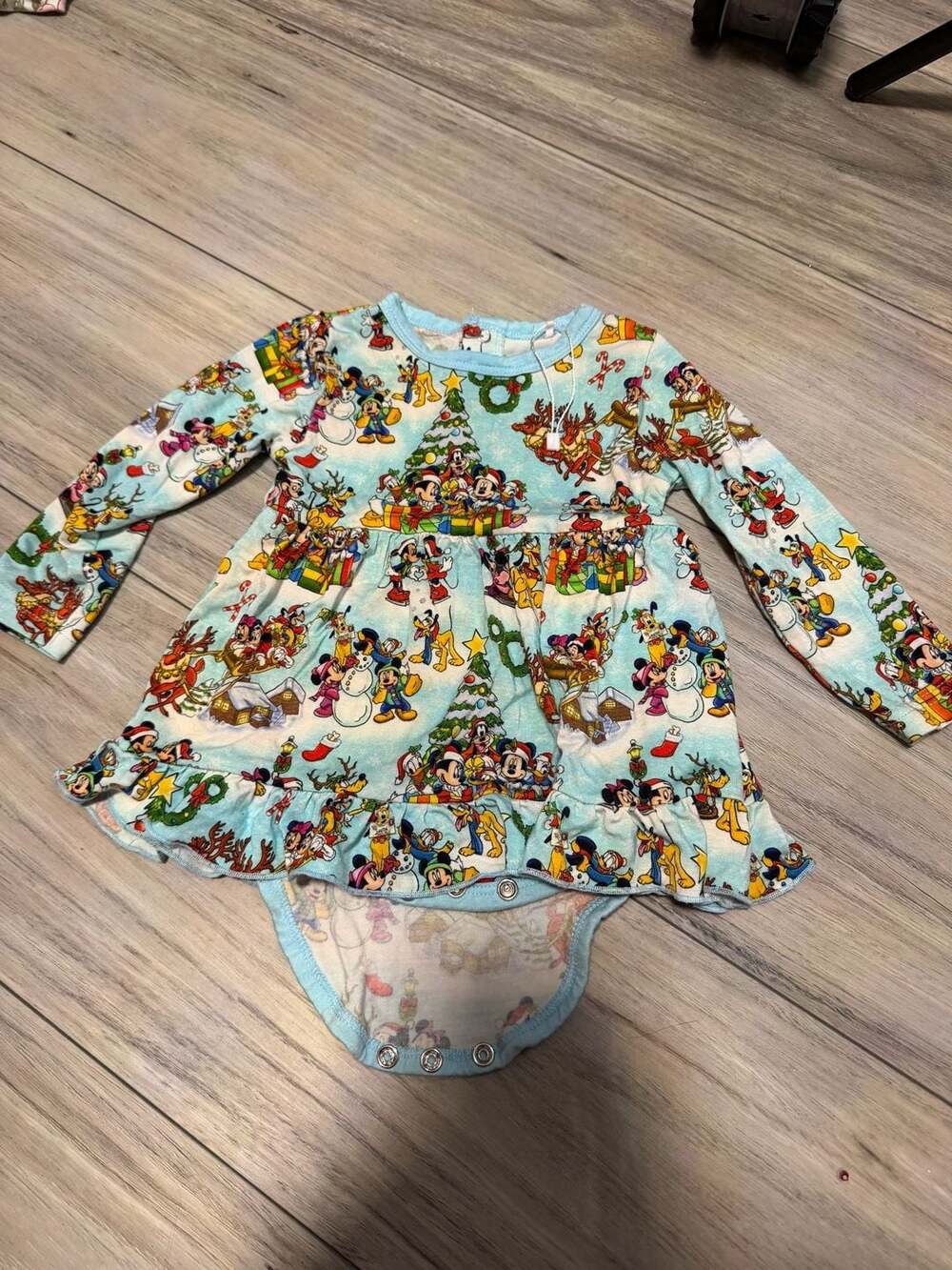 Showstoppers Mickey Mouse & Friends Christmas Long Sleeve Ruffle Bubble Dress